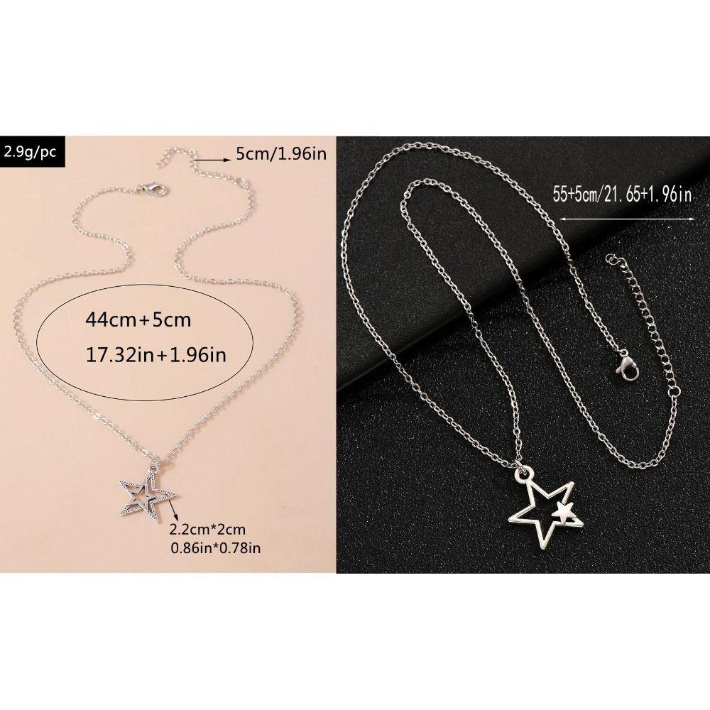 Hollow Choker Star Pendant Necklace Zinc Zinc Alloy Korean Clavicle Chain  for Women Men