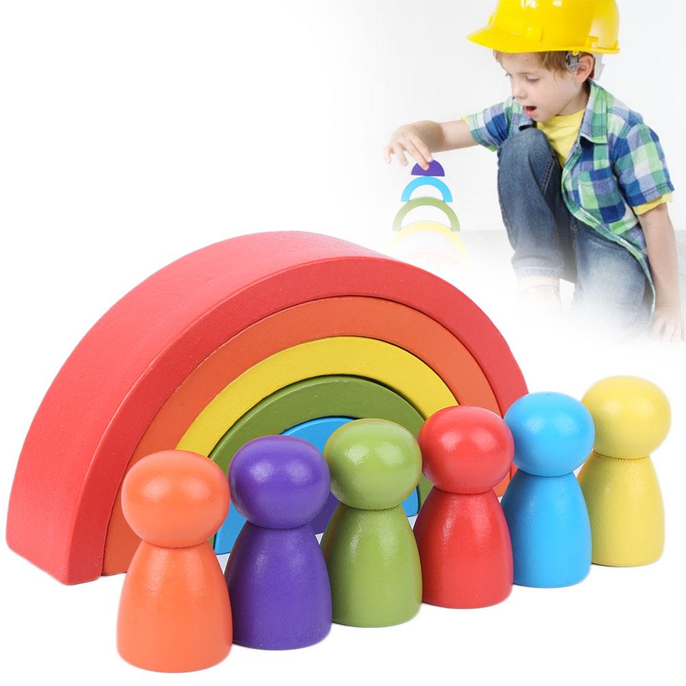 Building Blocks Toy Set Wooden Arch Stacker Baby Creativity Infant Educational Toys(Blocks Small