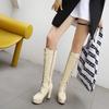 Large Size  Spring Boots Waterproof Platform Thick High Heel Cross Strap High Boots H