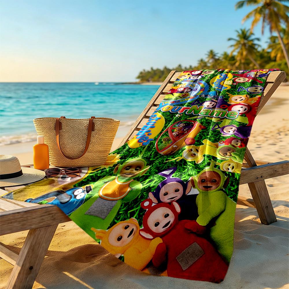 Teletubbies Customize Text Beach Towel Super Soft Microfiber Quickdry Fabric Suitable for Sports Travel Swimming Yoga Bathroom Beach And Pool
