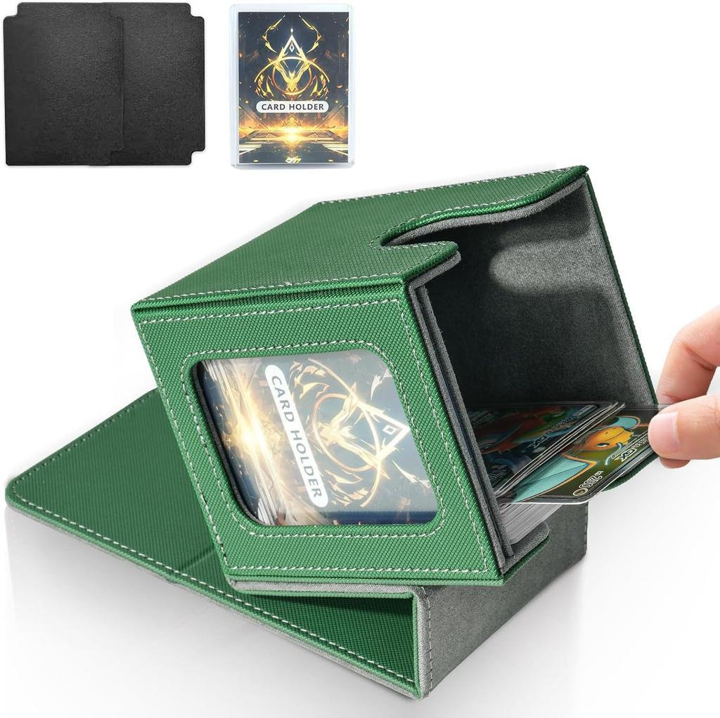 Holds 100+ Trading Card Deck Box for MTG Commander Display with 2 Dividers Game Sports Card Storage Box PU Magnet Deck Case