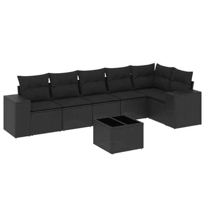 VidaXL Garden Lounge Set with Cushions 7 Pcs, Patio Sofas, Patio Furniture Set, Outdoor Furniture, Black 3254932