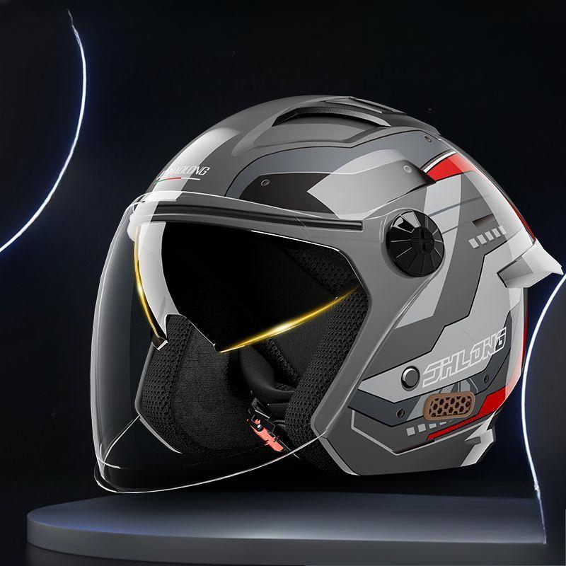 

Электрический мотоциклетный шлем для мужчин и женщин, универсальный аккумуляторный автомобильный шлем для зимы, шлем на три четверти One Size [Mecha Decal + Spoiler Big Tail]