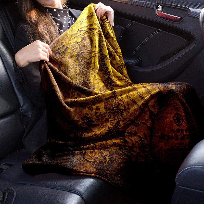 Middle-earth Map Adventure The Lord Blanket Flannel Blanket for Bed, Sofa, Camping, Hiking, Picnic Essentials, Gift for Family Fan Gifts