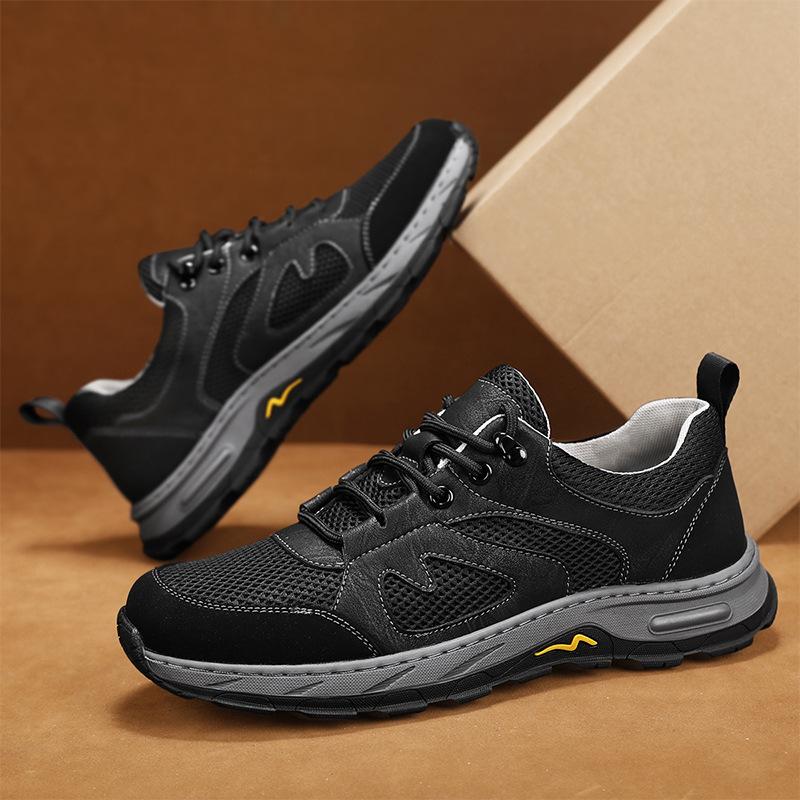 Frühling und Sommer neue einfarbige Outdoor-Freizeitschuhe Herren Schnürschuhe runde Kappe Arbeitsschutzschuhe Low-Top abriebfest Sportschuhe Wanderschuhe