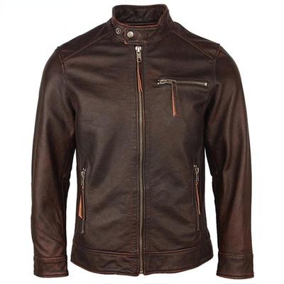 Taille Chinoise Veste en Cuir Vintage pour Homme Manteau en Cuir pour Homme Veste en Cuir Véritable en Peau de Vache Automne Manteau pour Homme