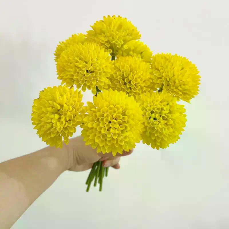 Artificial Flowers Arrangement Pom Dianthus Stems Realistic Fake For Home Office Wedding Vase Decoration