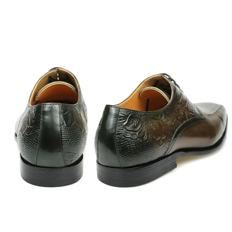 Fashion Men's Dress Genuine Leather Shoes Breathable Lace Up Fashion Man Shoe Formal Business Casual Holiday Party Office Leather Shoes