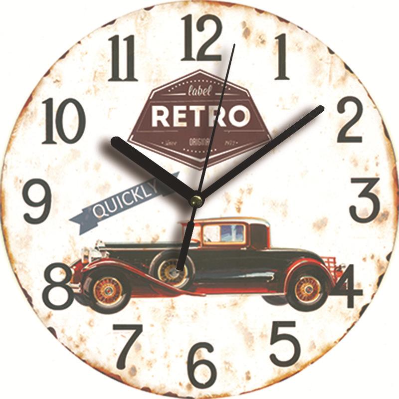 9inch Nordic Vintage Wooden Clock Mute Does Not Tick for Study Bedroom Creative Decorative Clock Kitchen Cafe Courtyard