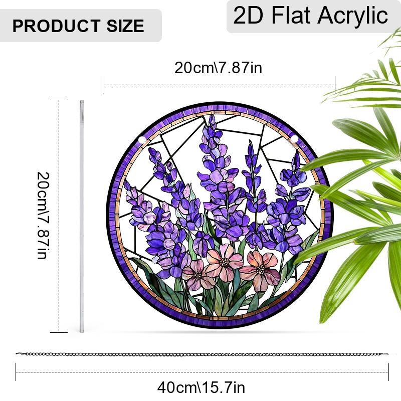 Acrylic Lavender Flower Suncatcher Stained Glass Effect Window Hanging Ornament Floral Gift for Home