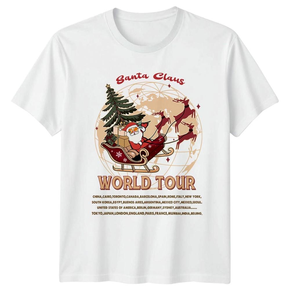 Santa Claus World Tour Christmas Travel Graphic Unisexs Unisexs Tee Shirt S