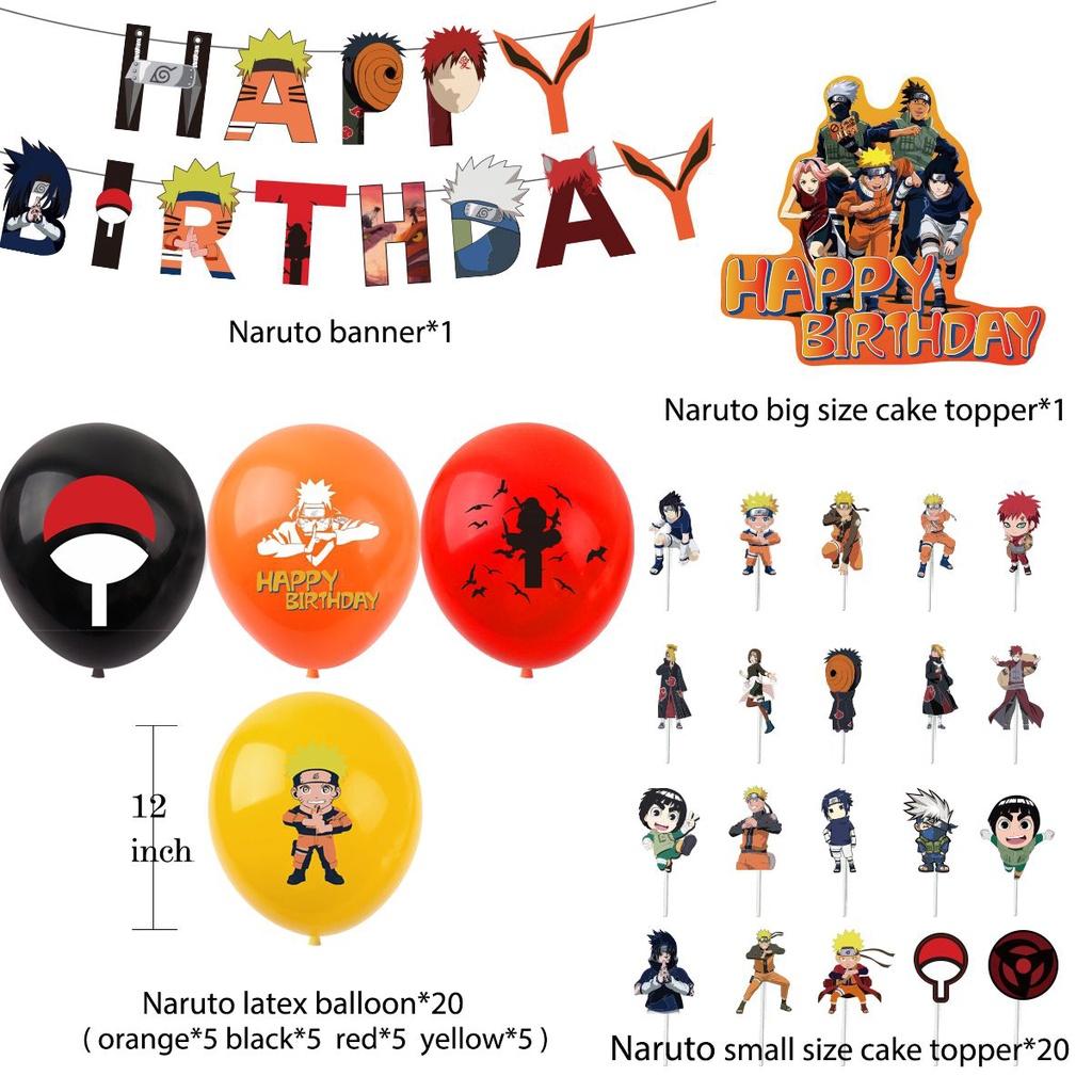 Anime Themed Naruto Birthday Party Ballon Banner Cake Topper Decoration Party