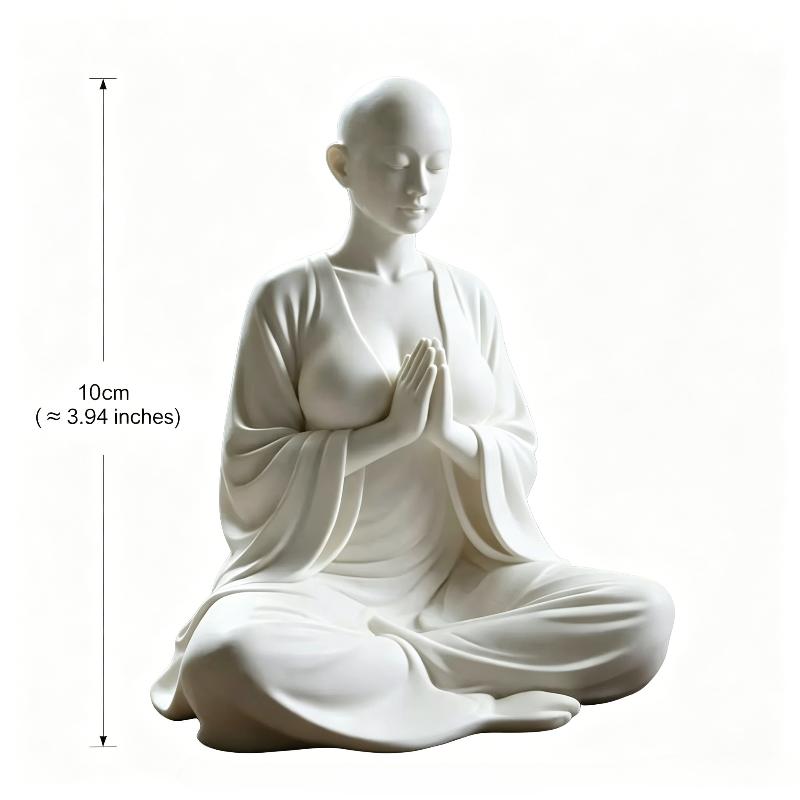 White Minimalist Zen Meditation Sculpture Calming Spiritual Art Figurine Decor for Home Shelf Yoga Studio Ornament