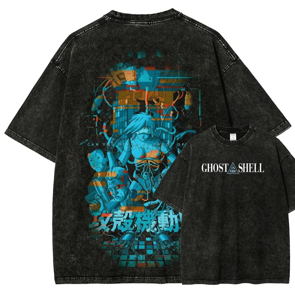 

Hot Anime Ghost in the Shell Anime Lover Washed T-shirt Unisex Oversized Suitable for all seasons personality Clothes Couples XXXL