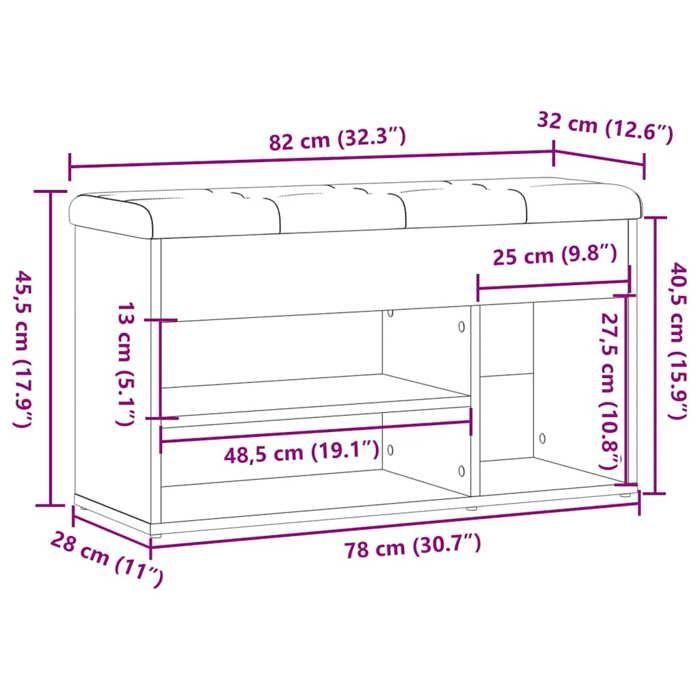 VidaXL Shoe Bench Old Wood 82x32x45.5 Cm Engineered Wood, Bench, Storage Bench, Hallway Seat 857627