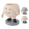 Flower Pot Cute Smile Standing Succulent Flowerpot Fadeless Resin Plant Pot for Garden Courtyard Caf