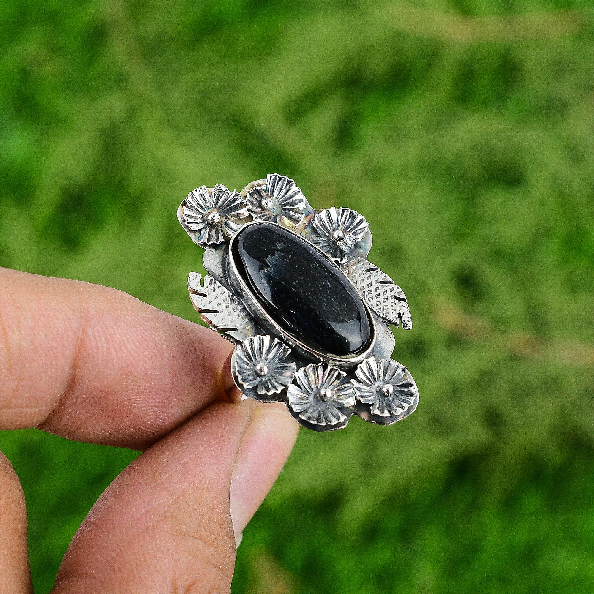 

Натуральный Неллит Драгоценный Камень 925 Серебро Мульти Камень Цветок Регулируемое Кольцо для Женщин Adjustable