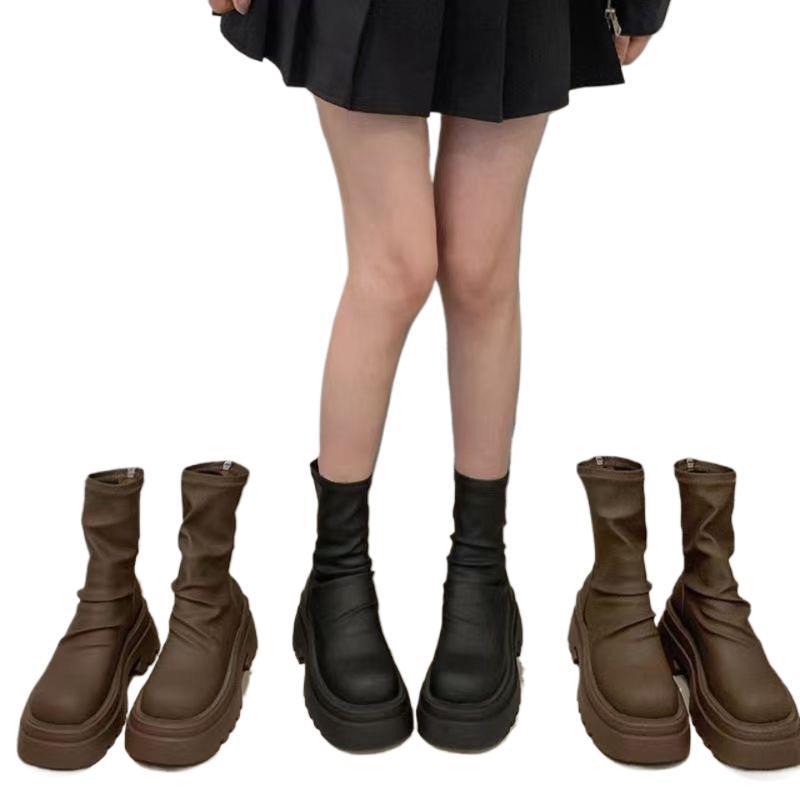 Women's Slimming Chunky Heel Martin Boots - Versatile Autumn Fashion