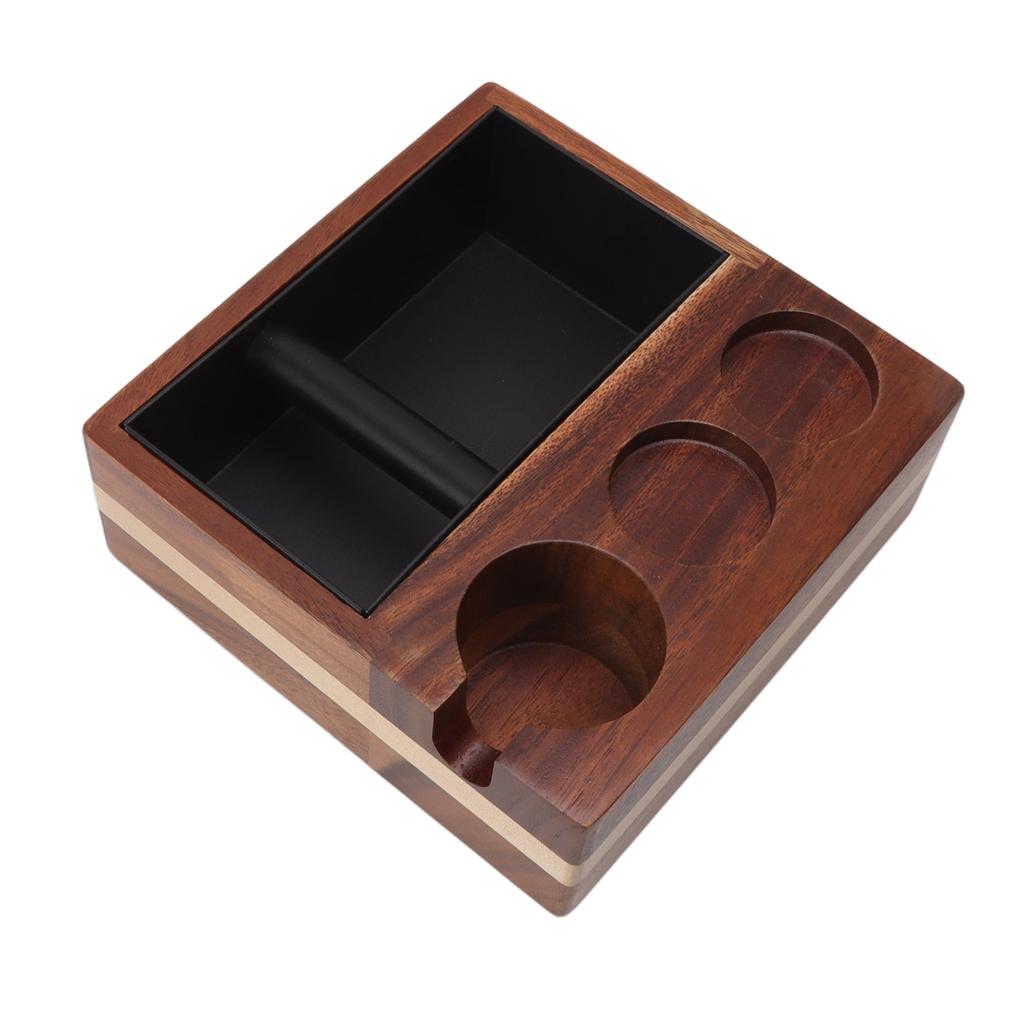4 In 1 Wooden Coffee Knock Box Wood Coffee Grounds Container Box for Kitchen Canteen Western