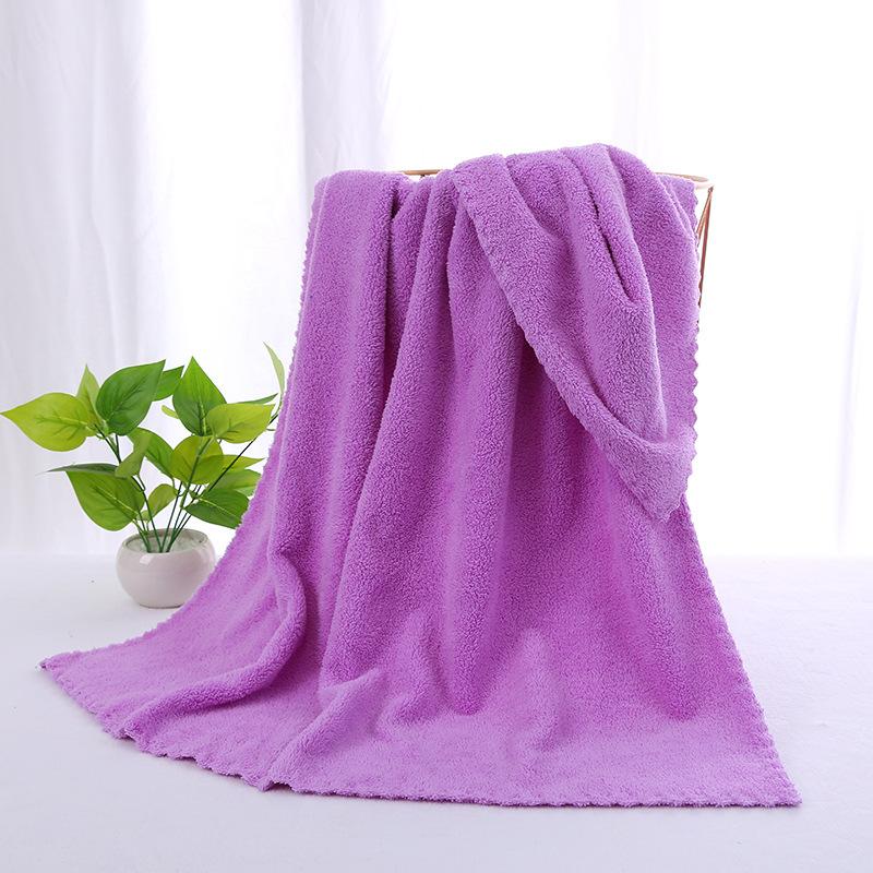 Coral Fleece Towel Bath Towel Enlarged and Thickened Soft Absorbent Lace 70*140 Quick-drying Beach Towel