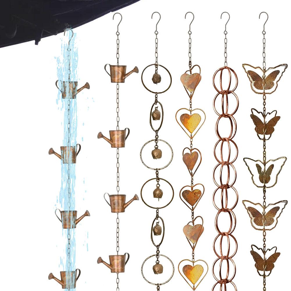 Metal Drainage Rainwater Chain Multifunction Rainwater Chain Decorative Downspout Rain Chain Exquisite for Front Porch Patio