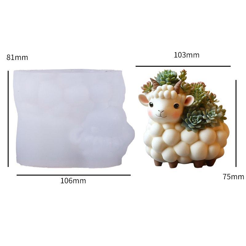 

Cute Sheep Aromatherapy Candle Cup Silicone Mold Lamb Succulent Plant Flowerpot Mold DIY Handmade Gypsum Storage Box Mould білий