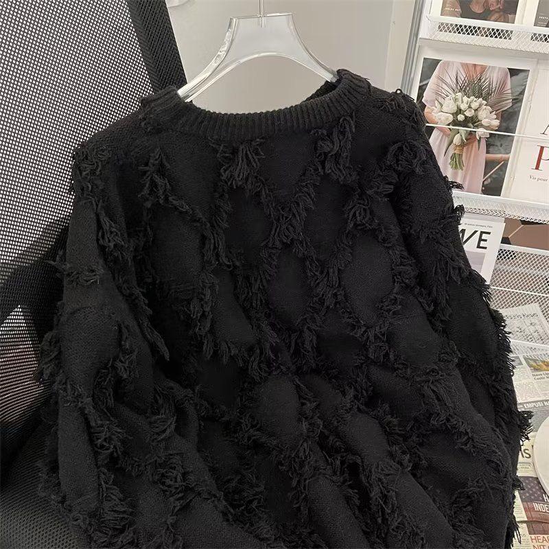 2024 Women's Solid Color Tassel Sweater - Loose, Soft Knit for Autumn/Winter