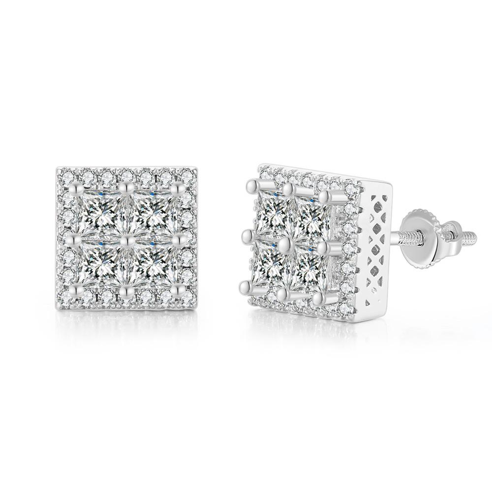 Hiphop Rock Stud Earrings For Women Classic Gold Color Jewelry Crystal Iced Out CZ Piercing Cartilage Ear Accessories Wholesale
