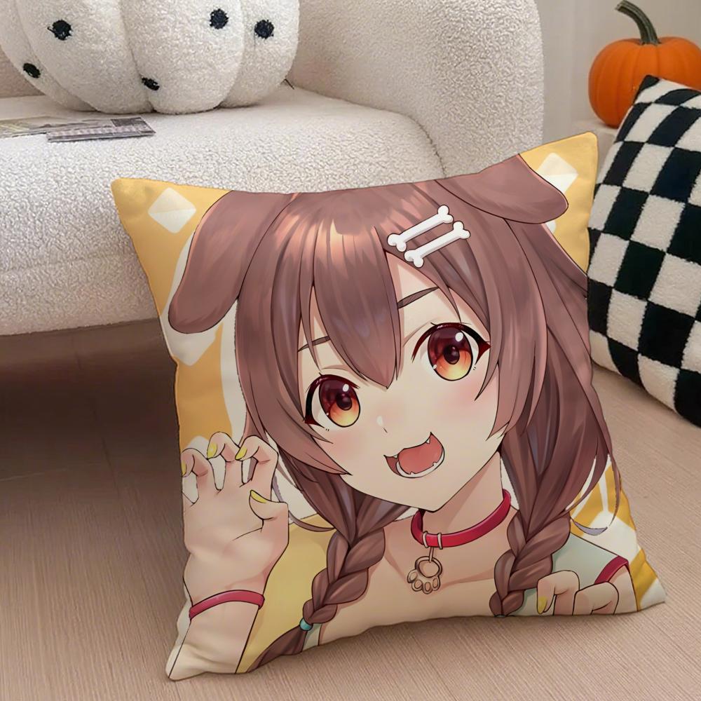 Playful Cute Japanese VTuber IINUGAMI KORONE Cushion Cover Throw Pillow Cover Hidden Button Durable Polyester Chair Cushion