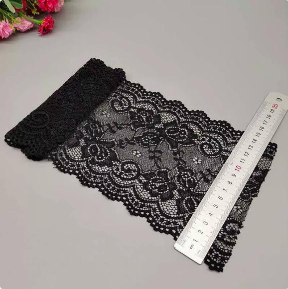 Szerokość 15 cm Gorący towar w magazynie Elastyczna koronka Nylon Spandex Koronka haftowana i koronka z przędzy prasowanej