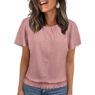 Dámský pletený krátký top s krátkým rukávem, ležérní, pohodlná halenka