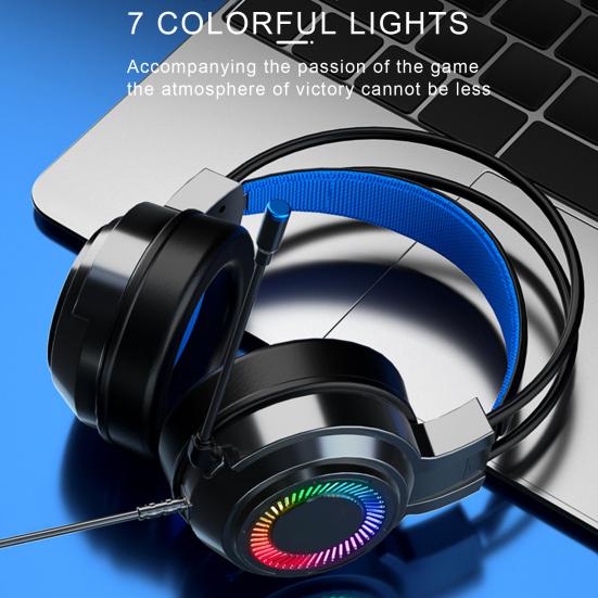 G60 Wired Headphone Bass Colorful Lights 3.5mm 7.1 Surround Sound Gaming Headset with Mic for Gamer