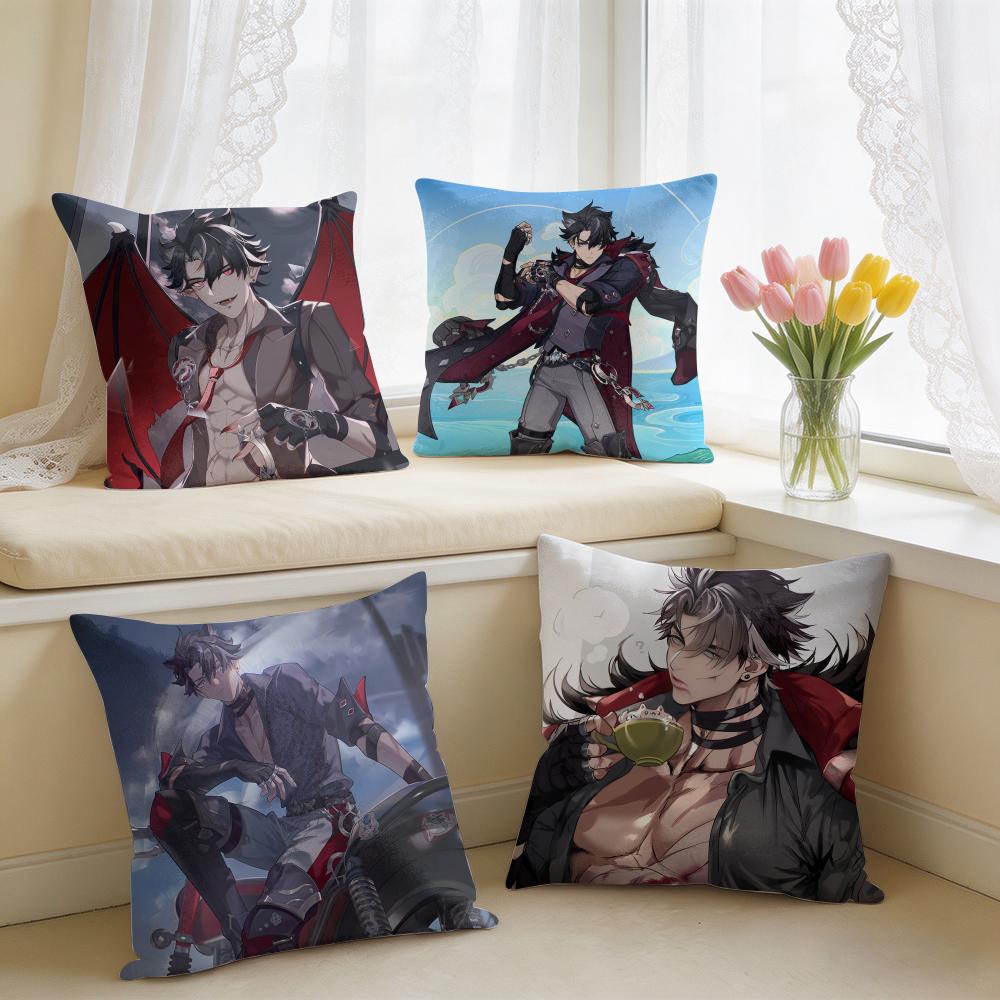 Genshin Impact Wriothesley Cute Cushion Cover Square Short Plush Pillow Case Living Room Sofa Home Decor Funda X