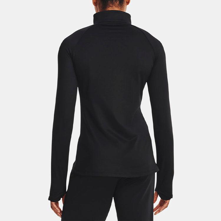 Under Armour Solid Color 1/2 Zip Training Sports Printed Fitted Raglan Sleeve T-Shirt Women Tops Black 1365782-001