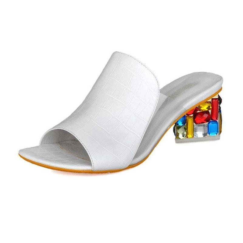 Elegant Crystal Sandals For Women With Heels Peep-toe Design Perfect For Summer