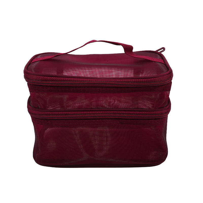 Women Clear Mesh Cosmetic Bag Dual Layer Travel Toiletry Bags Make Up Organizer Waterproof Brushes Holder Pouch