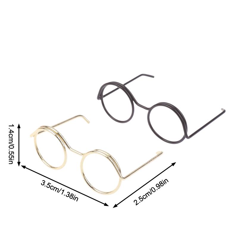 10Pcs Retro Mini Metal Round Doll Glasses Frame Lensless Miniature Eyewear Great For Plush Doll Decoration Accessories