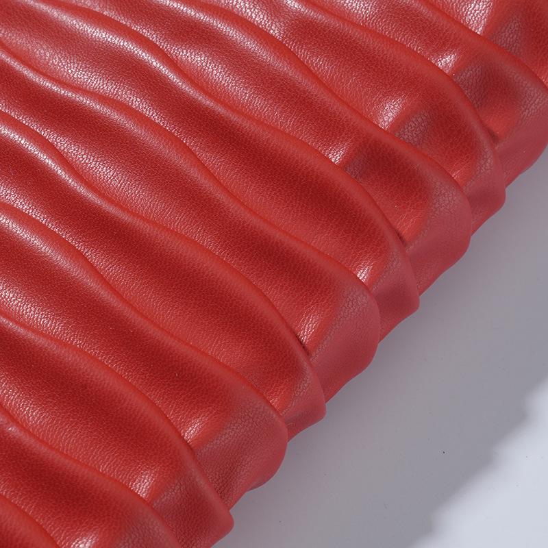 Wireless Quilted 3D Embossed Pleated PU Breathable Waterproof Stretch Fabric for Apparel, Bags, and Shoes