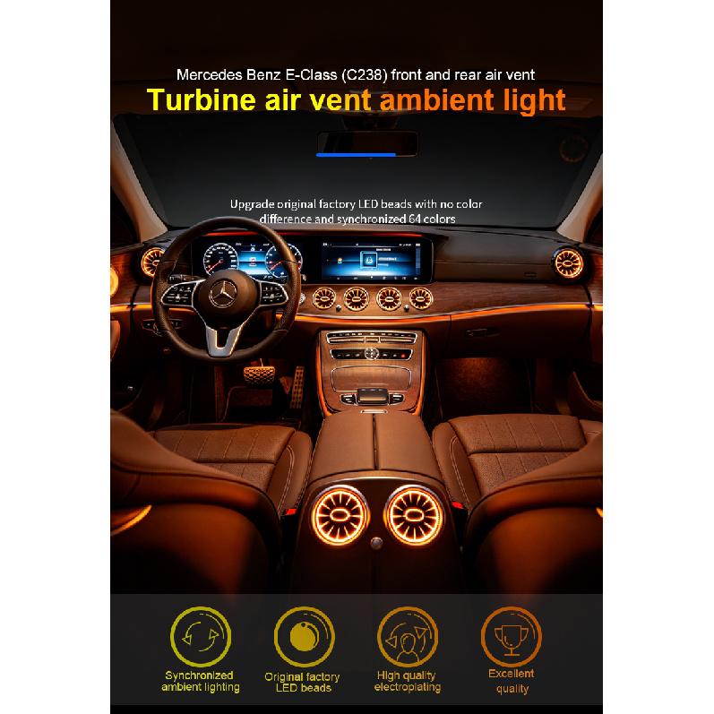 For Mercedes Benz C238 W238 E-Class Coupe Accessories Air Vents LED Ambient Light Car Interior Decoration Atmosphere RGB 64Color Neon Lights 4