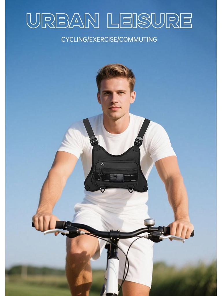 Men's Casual Cycling & Hiking Chest Bag - Functional Vest Bag for Running & Fitness