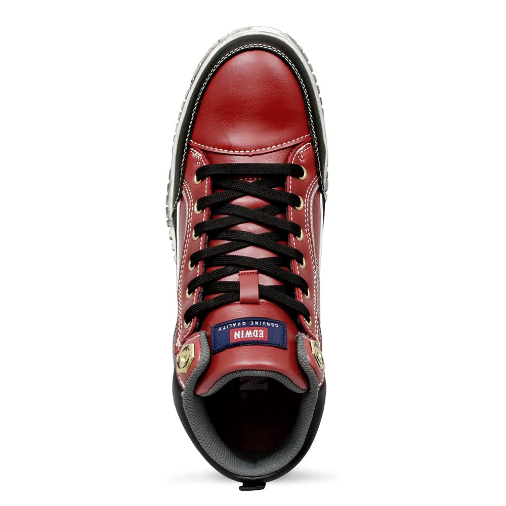 Edwin Esm102 Safety Special Steel Toe Work Safety Size Men's High-Top Shoes, Non-Slip, Lightweight, Sole, Cap, Shoes, Shoes, Red, 27.0cm