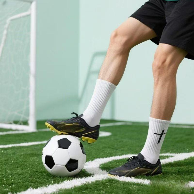 Calcetines de Fútbol de Entrenamiento Antideslizantes de Corte Medio-Alto con Suela Gruesa de Toalla y Diseño Transpirable