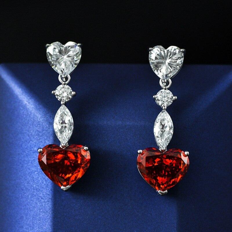 Luxury S925 Sterling Silver Drop Earrings For Women Sparkling 10*12mm Diamond Earring Female Jewelry Ladies Diamond Earring Gift