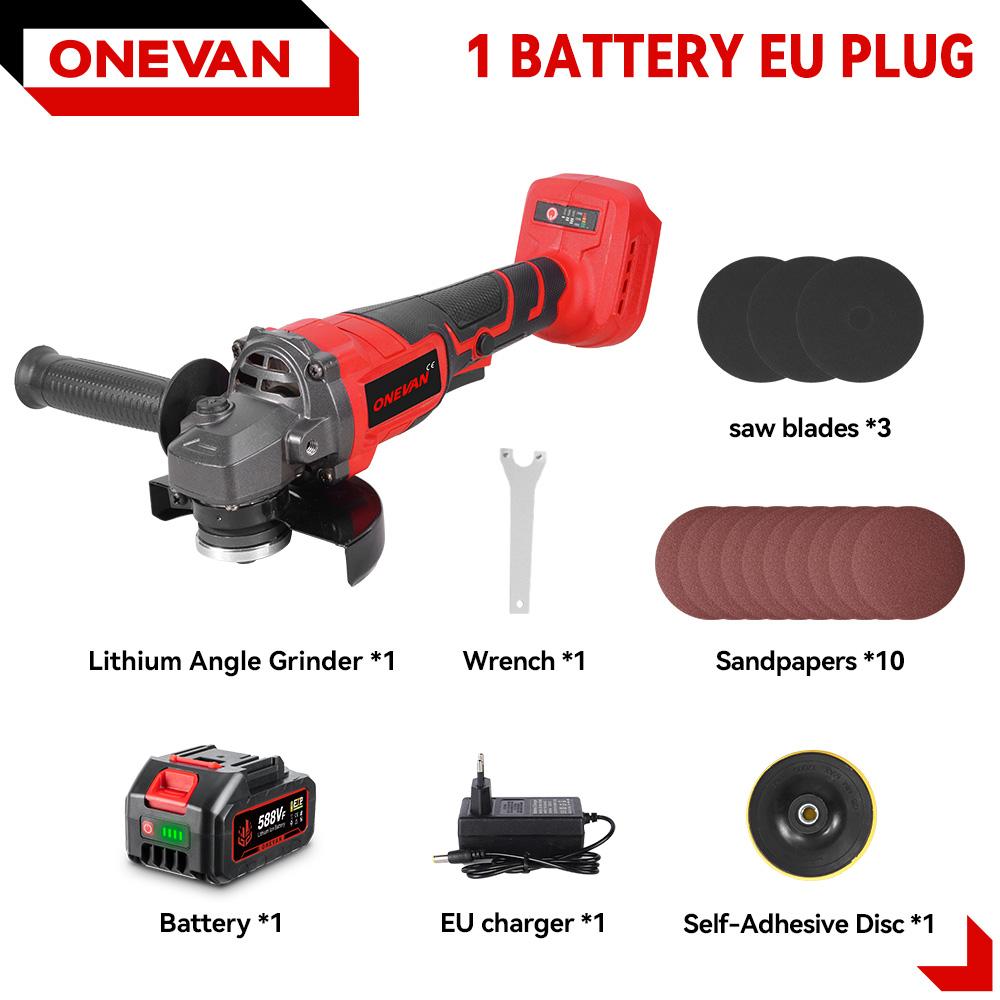 ONEVAN 125MM Brushless Electric Angle Grinder 2in1 Polishing  M14 Cutter Metal Wood Power Tool For Makita 18V Battery Pin