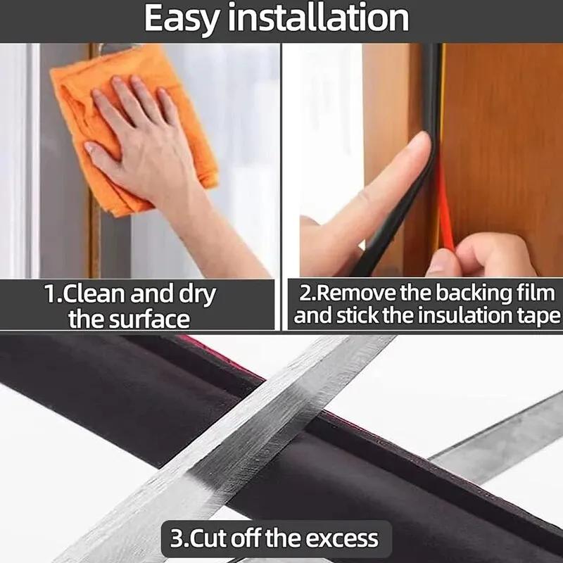 1 Piece Security Door Access Door Window Sealing Strip TPE Weatherproof Anti-Collision Strip Sound Insulationself-Adhesive
