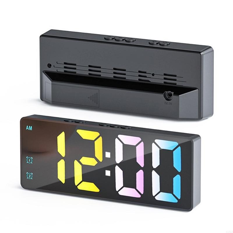 62KD LED Alarm Clock With Mirror Surfaces Temperature Date Display USB Battery Powered Bedroom Home Desktop Accessories
