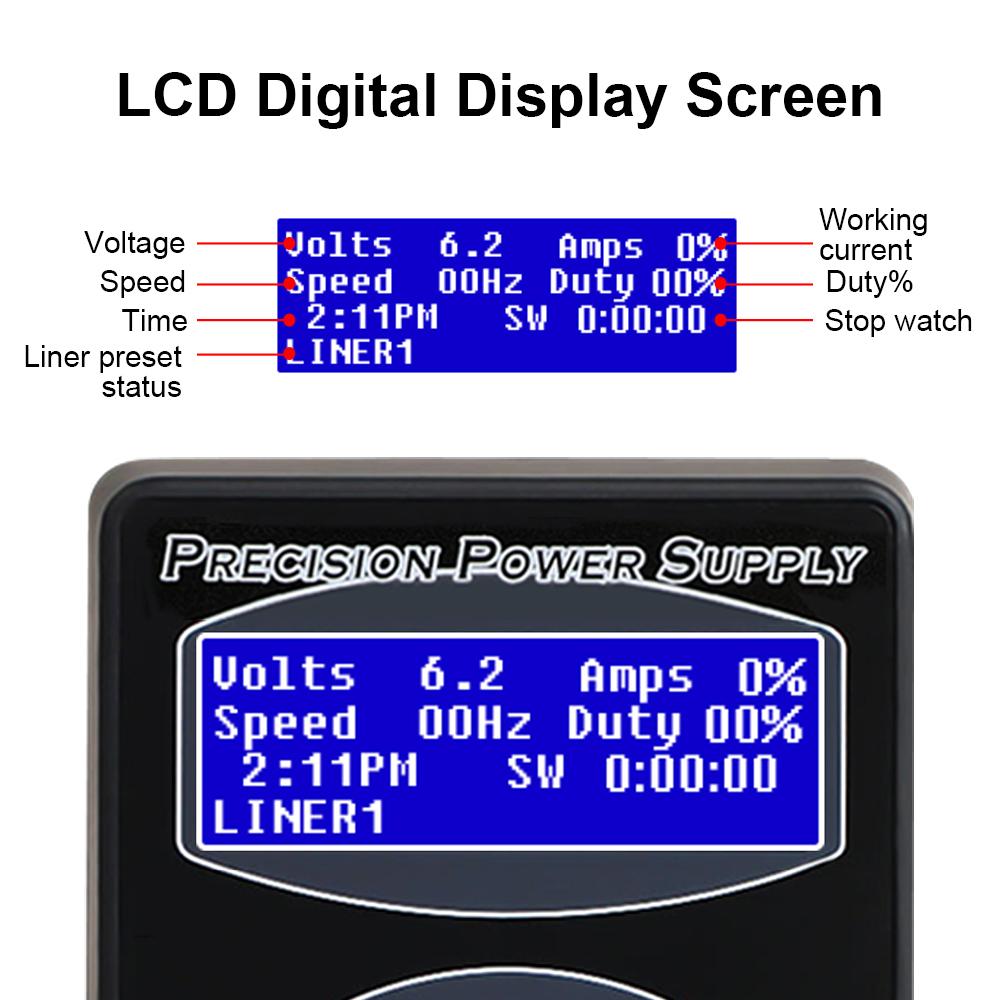 Tattoo Power Machine Supply Digital LCD Liner and Shading Dual Mode Intelligent Timing With EU Adapter Tattoo Power Set