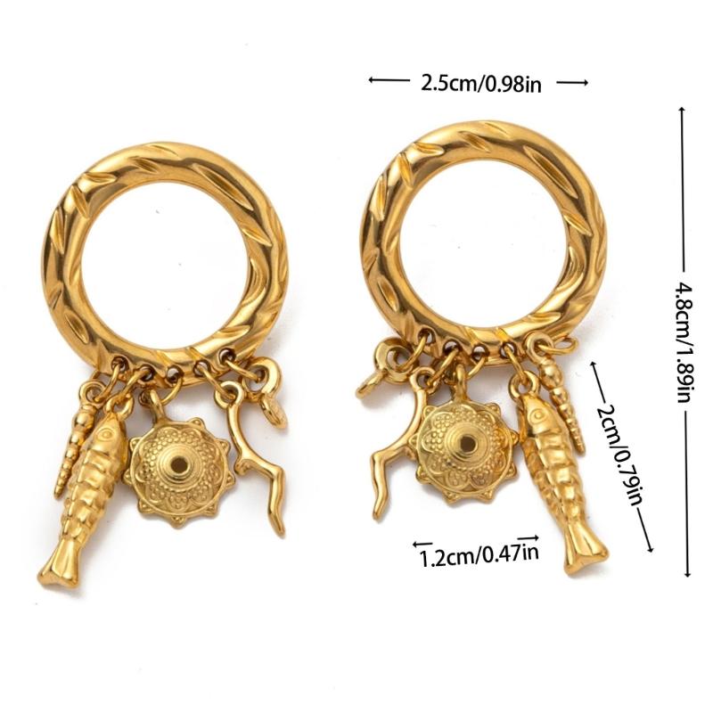 Unique Fish Drop Earrings Fashionable Elegant Dangle Statement Earrings Stainless Steel Texture for Youthful Women