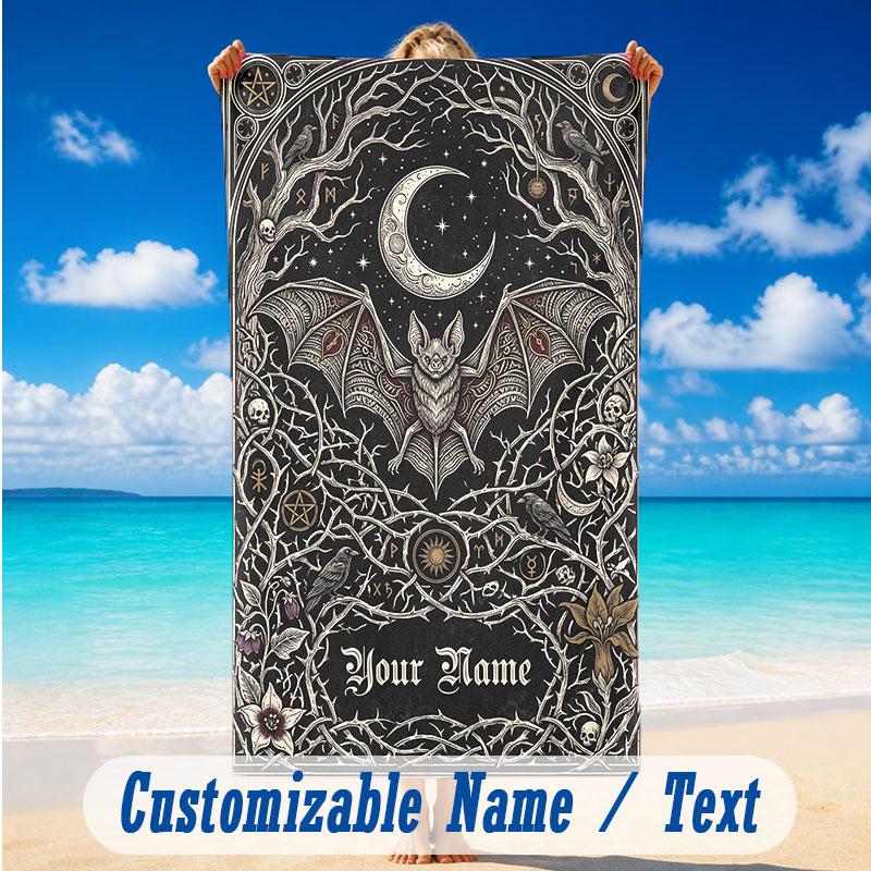 Fantasy Magic Theme Beach Towel Personalized Custom Name & Text Soft Quick Dry Beach Towel for Swimming Travel