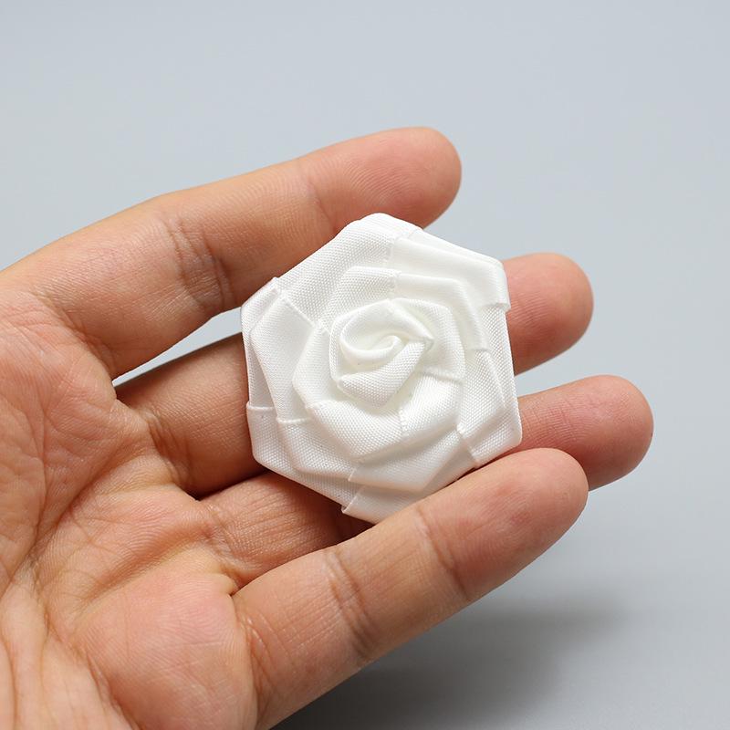 Hand-Sewn Ribbon Rose Flower Decorative Patch for Clothing and Hair Accessories